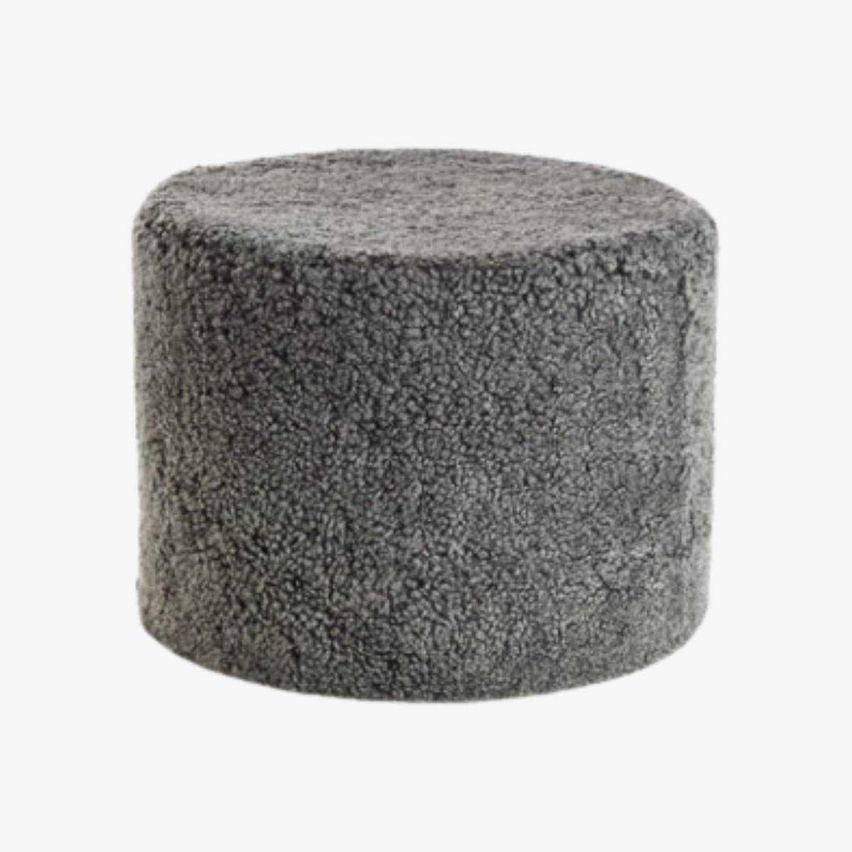 Runder Pouf aus Kurzhaar Lammfell