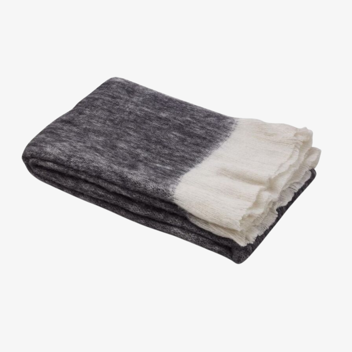 Wolldecke aus Mohair Wolle in schwarz