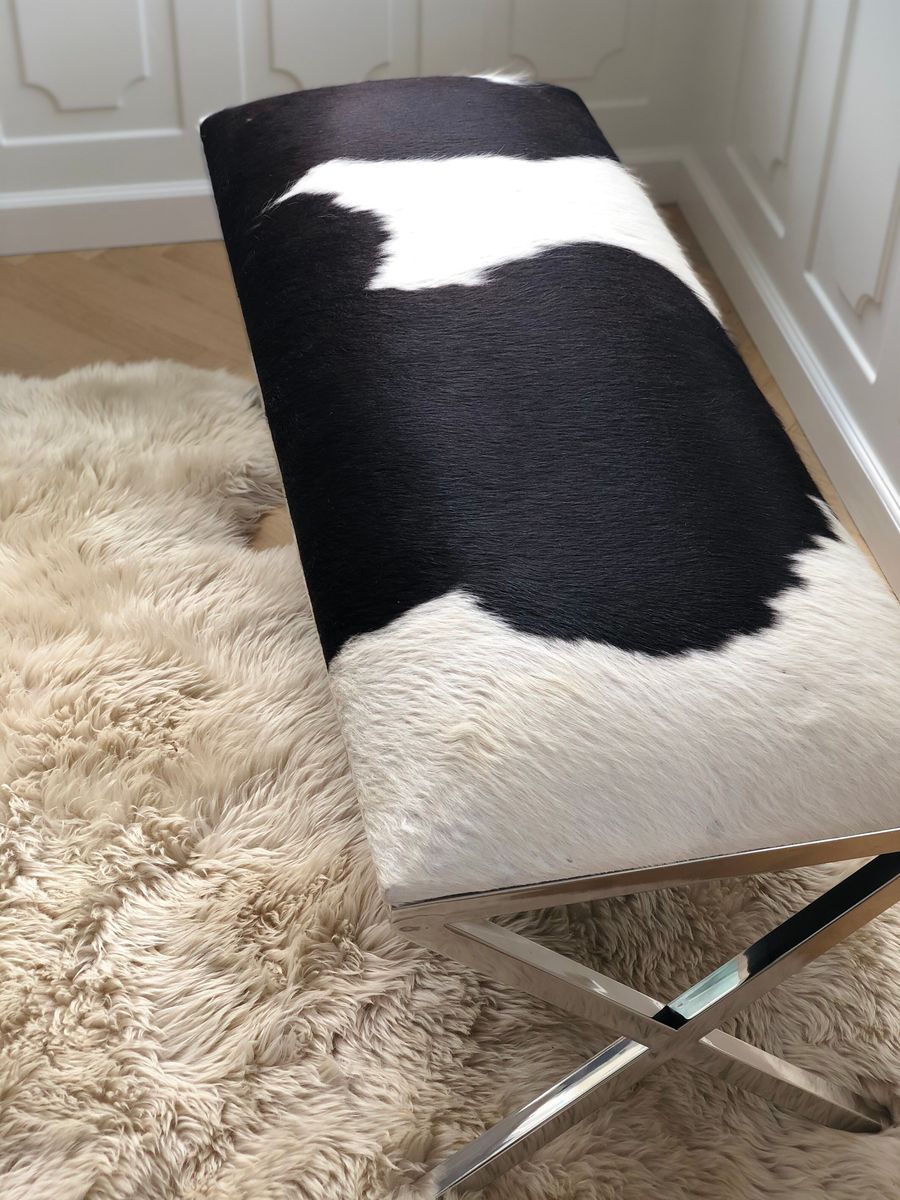 Kuhfell Bank Premium | Brasilien | 110x42x45 cm Salz/Pfeffer/Schwarz/Weiß