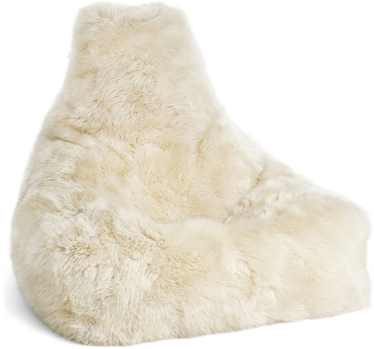 Lammfell Sitzsackstuhl Premium | Langhaar | Neuseeland | 100x100x80 cm Weiß