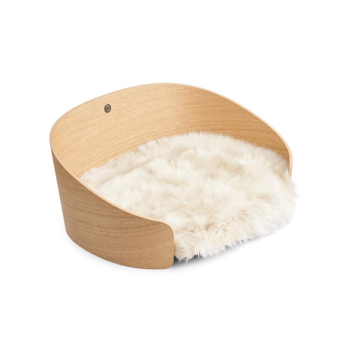 Hundekorb aus Holz | Lammfell Tierbetten | Sheepskinhouse.ch