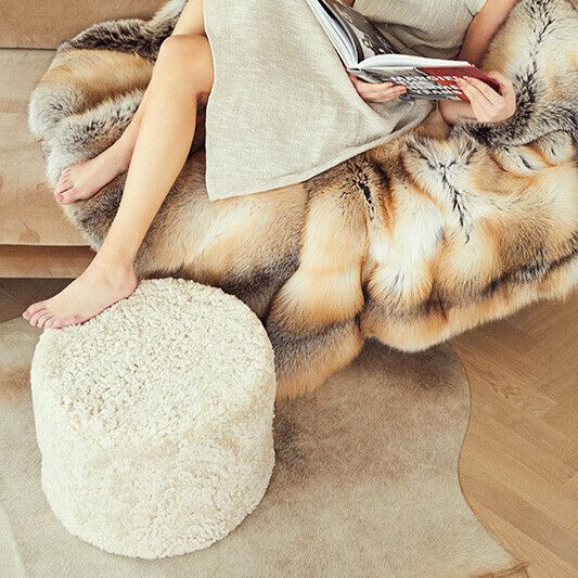 Lammfellpouf Premium | Kurzhaar | Neuseeland | D41x31 cm Anthrazit