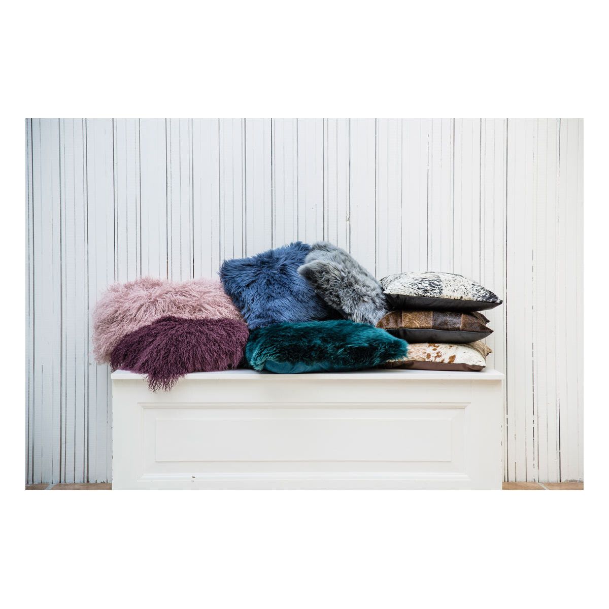 Kuhfellkissen Premium | Brasilien | 30x60 cm Salz/Pfeffer/Schwarz/Weiß