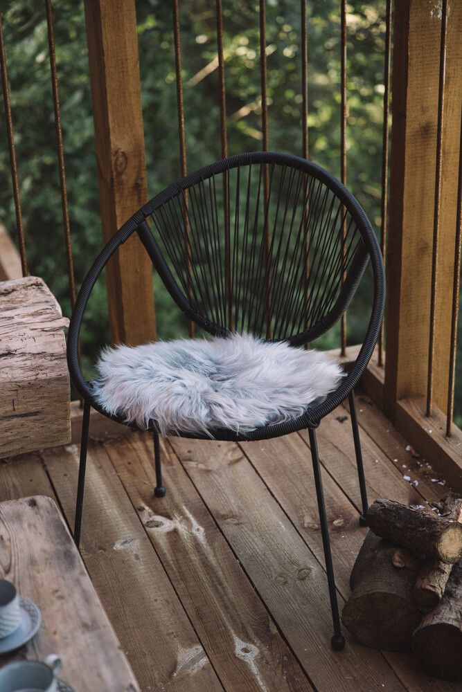 Stuhlkissen Premium | Langhaar Neuseeland | D34cm Hellgrau