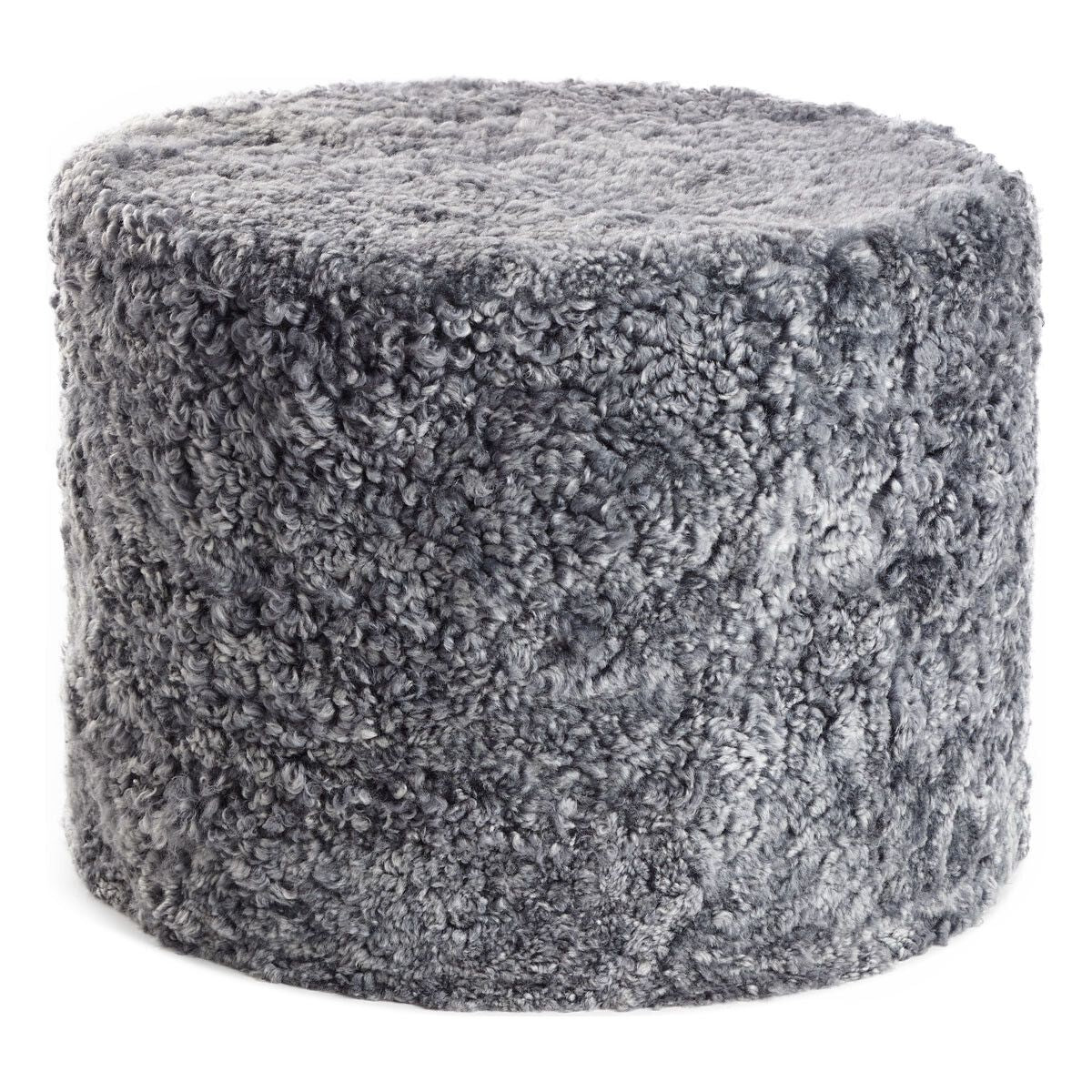Lammfellpouf Premium | Kurzhaar | Neuseeland | D41x31 cm Hellgrau