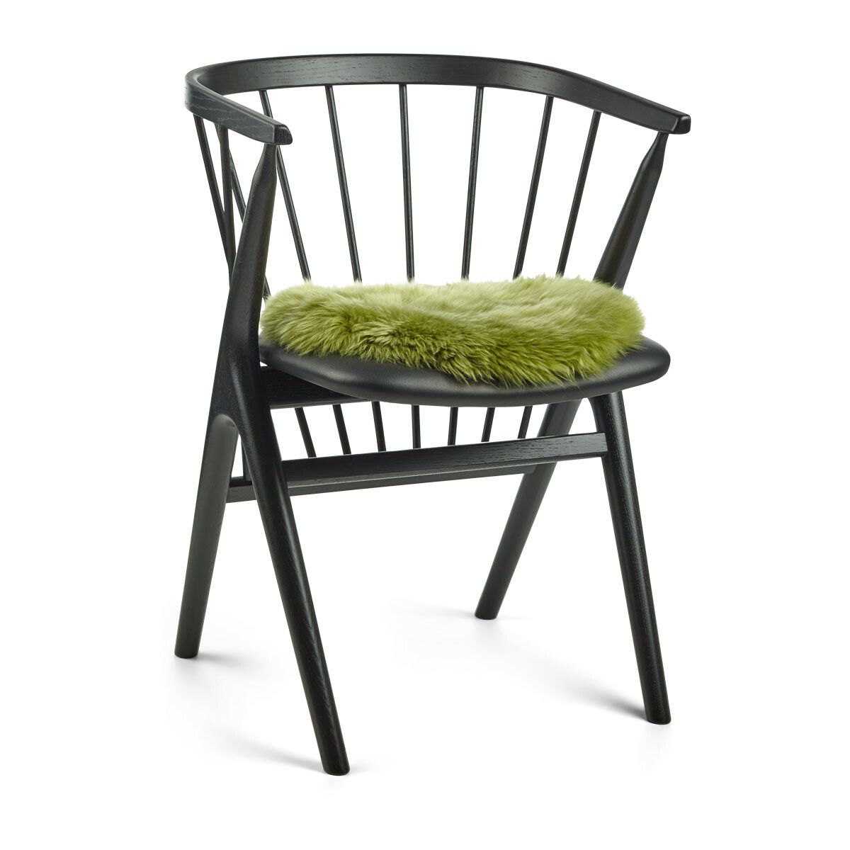 Lammfell Stuhlkissen Premium | Langhaar | Neuseeland | D38 cm Waldgrün