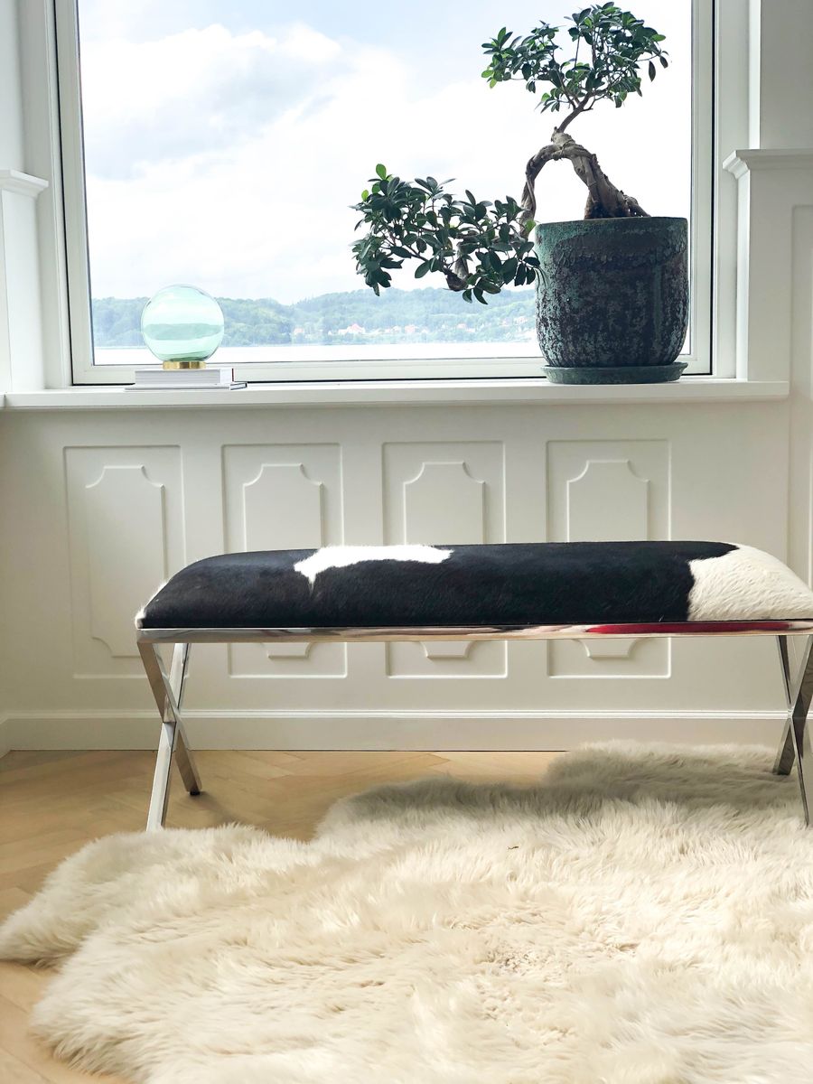 Kuhfell Bank Premium | Brasilien | 110x42x45 cm Salz/Pfeffer/Schwarz/Weiß