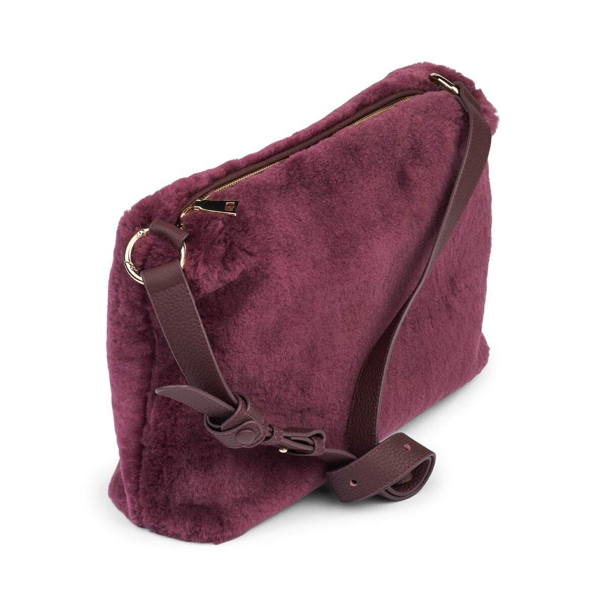 Olivia Maxi Tasche | Neuseeland Lammwolle Bordeaux