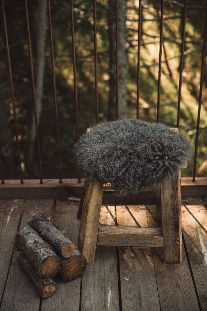 Stuhlkissen | Tibet | D34 cm Hellgrau