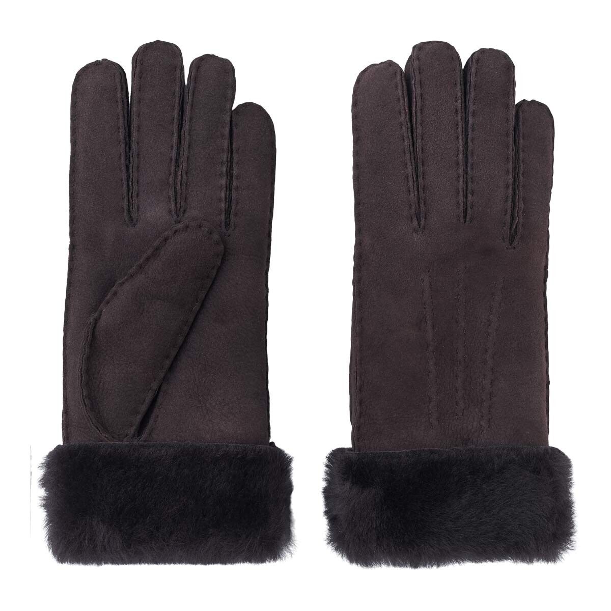 Lammfell Handschuhe Premium | Neuseeland | Fingerhandschuhe für Damen Dunkelbraun