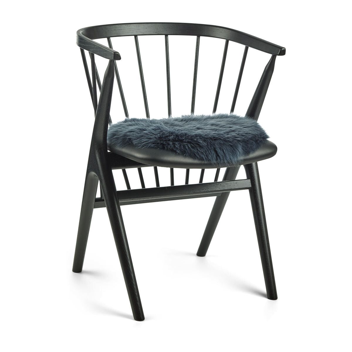 Lammfell Stuhlkissen Premium | Langhaar | Neuseeland | D38 cm Marineblau