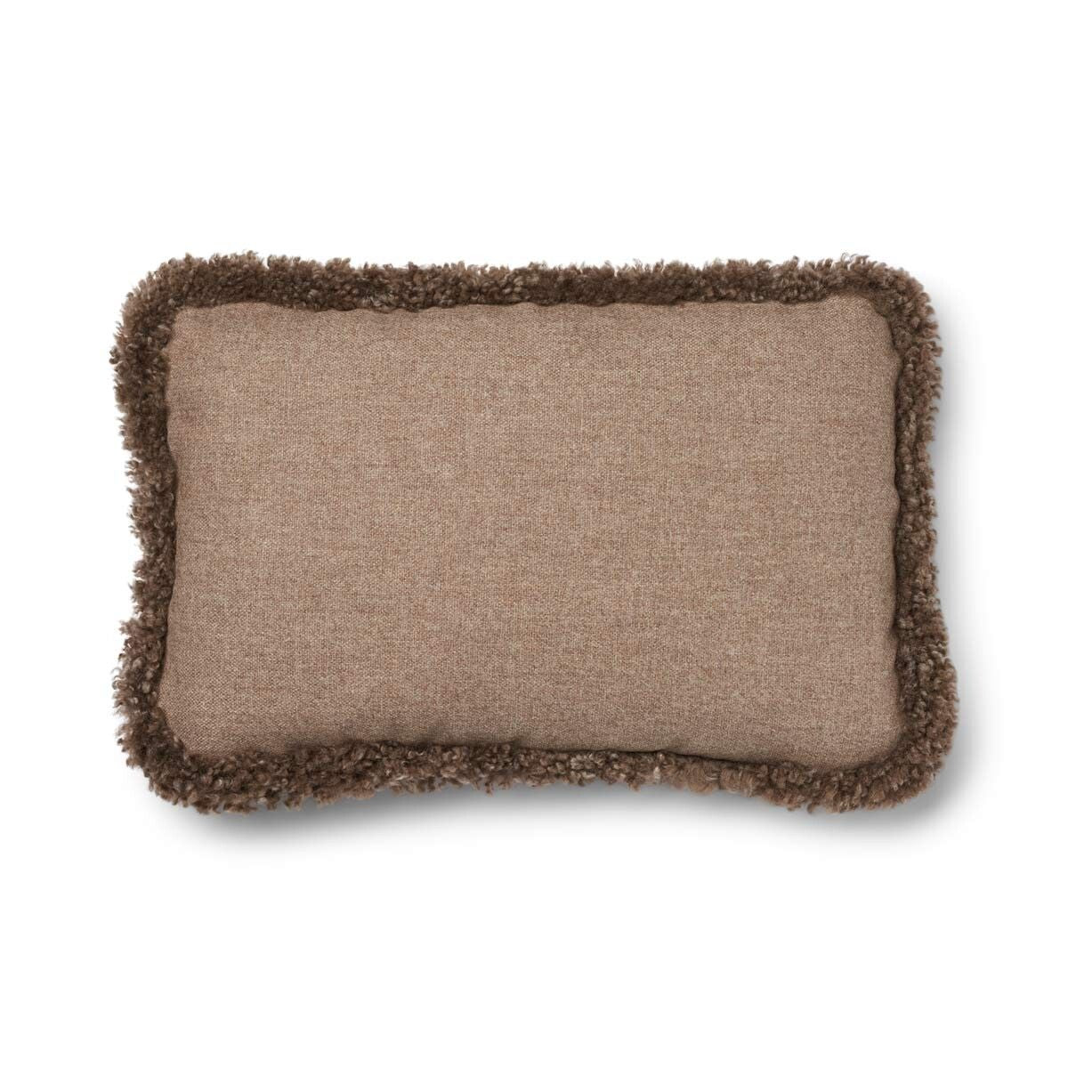 Wollkissen | 100% Wolle | Fellborte | 52x52 cm | 34x52 cm Beige/Taupe