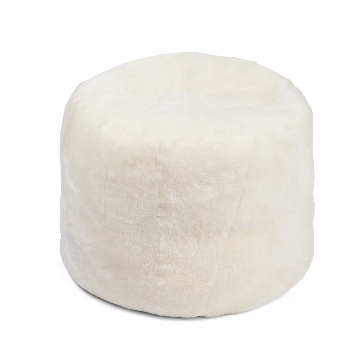 Lammfellpouf Premium | Neuseeland | Mokassin | D55x46 cm Weiß