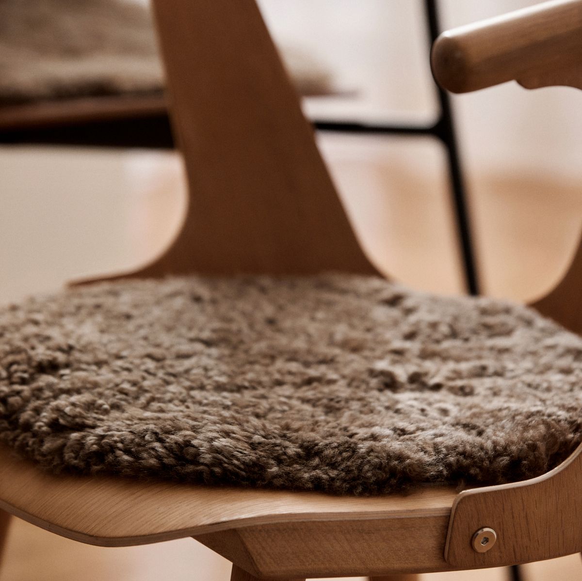 Lammfell Stuhlkissen Premium | Kurzhaar | Neuseeland | D38 cm Anthrazit