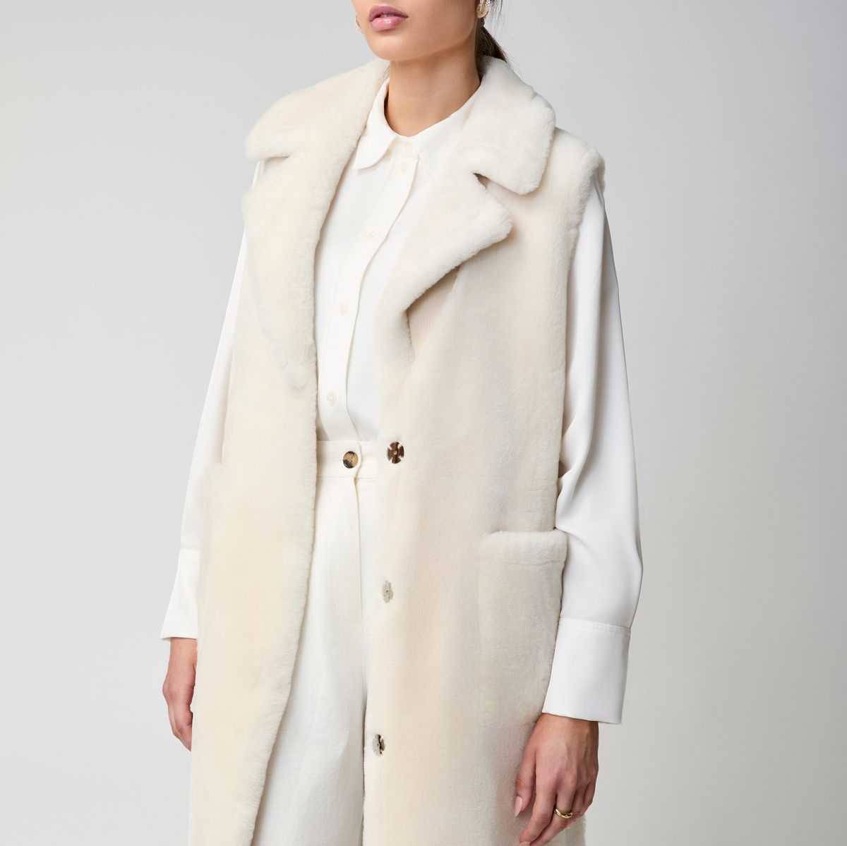 Raelynn Weste | Shearling Lammfell Schwarz