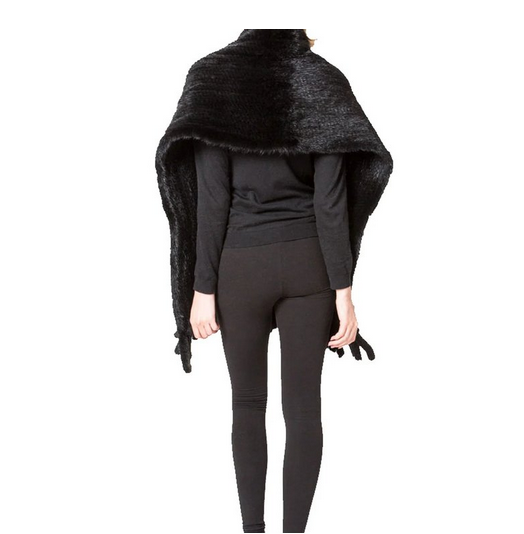 Schal aus Nerz Natürlich Dunkelbraun