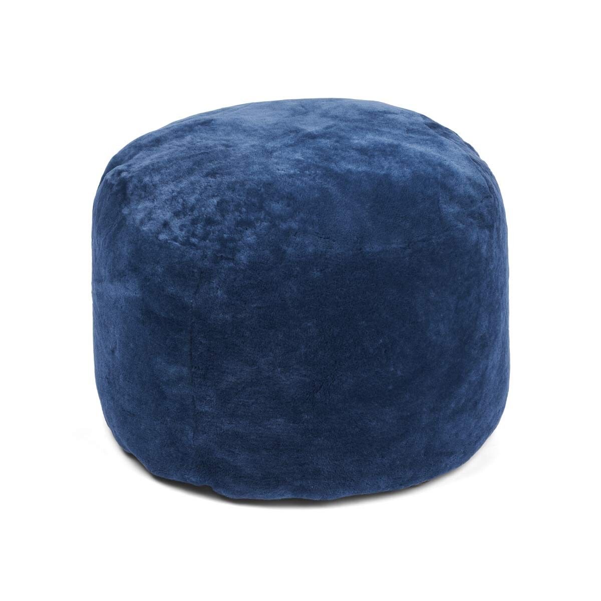 Lammfellpouf Premium | Neuseeland | Mokassin | D55x36 cm Marineblau (Dunkel)