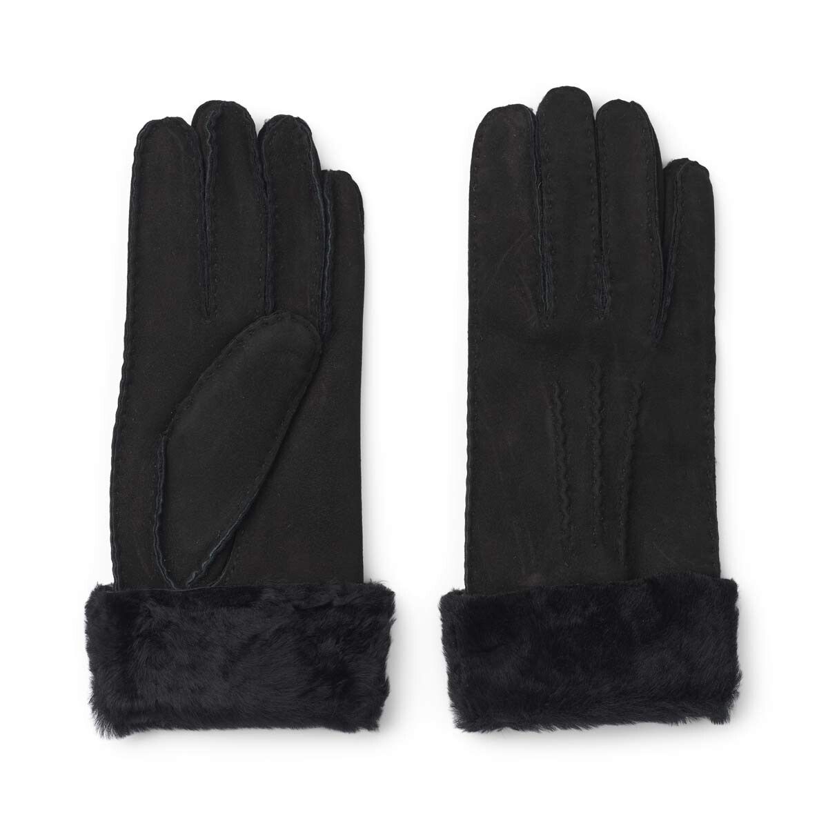 Lammfell Handschuhe Premium | Neuseeland | Fingerhandschuhe für Damen Schwarz