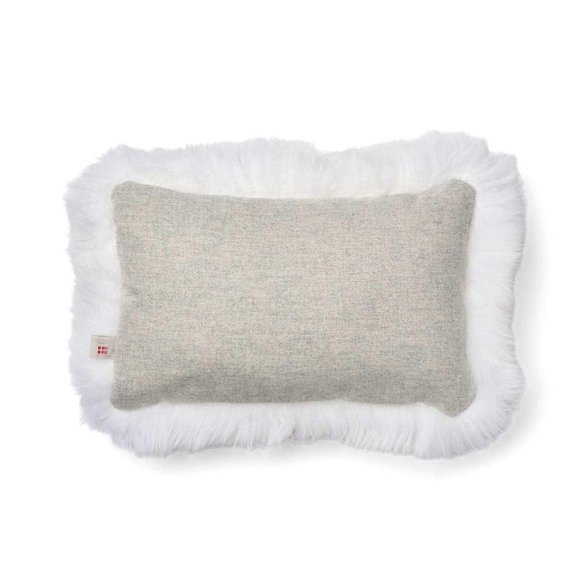 Lammfellkissen | Langhaar | Neuseeland | 100% Wolle | 52x52 cm | 34x52 cm Silber/Elfenbein
