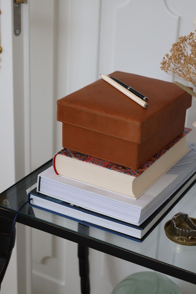 Schachteln aus Kalbsleder | Südamerika | 2 Stück Camel