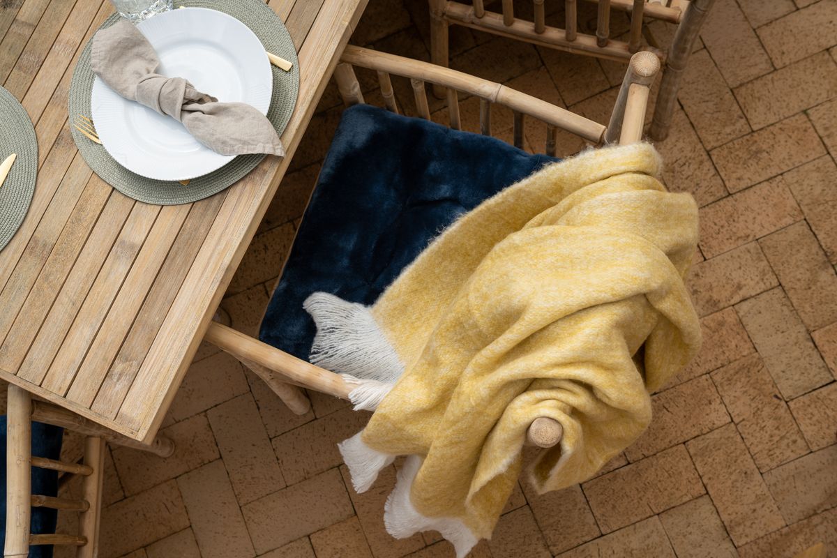 Mohairwolle Decke | 130x170 cm Senf