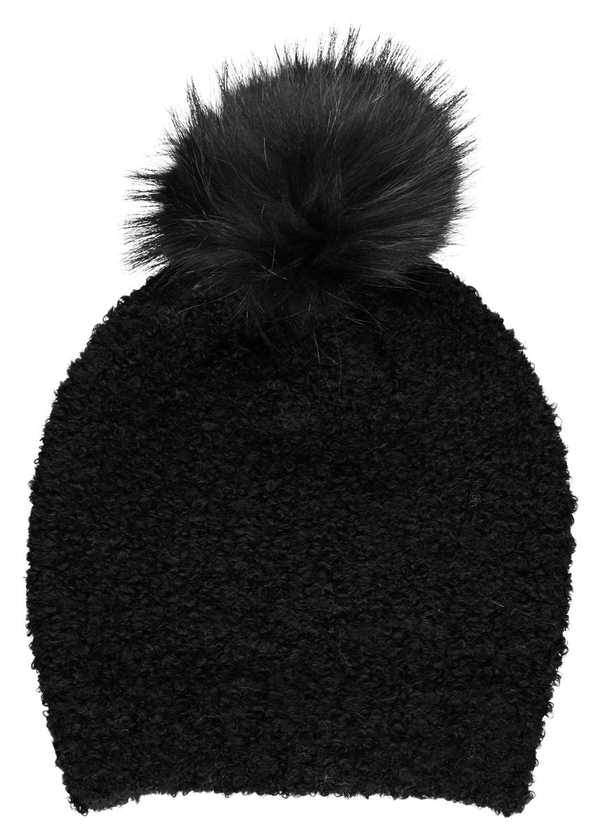 Kindermütze | Wolle, Waschbär Schwarz/Schwarz