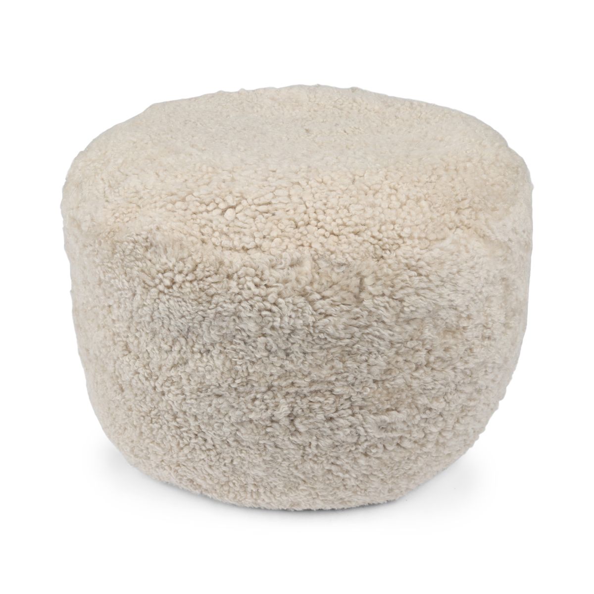 Lammfellpouf Premium | Kurzhaar | Neuseeland | D41x31 cm Perlweiß