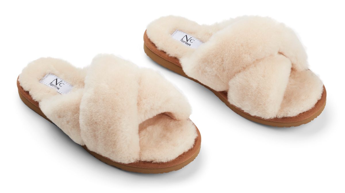 Lammfell Cross Slippers | Neuseeland | Größe 35-42 Natur