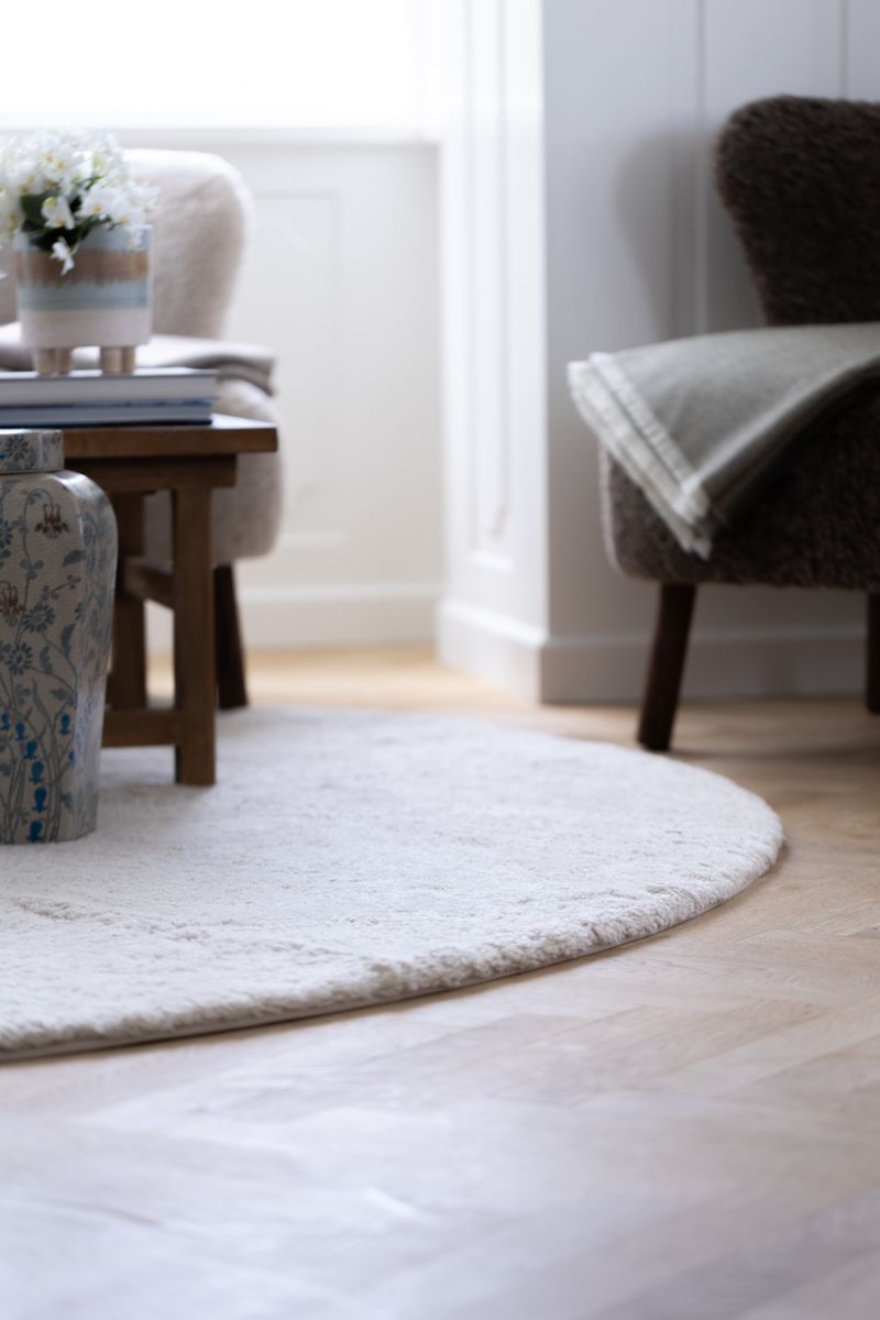 Lammfell Designerteppich | Kurzhaar | Neuseeland | D140 cm Beige