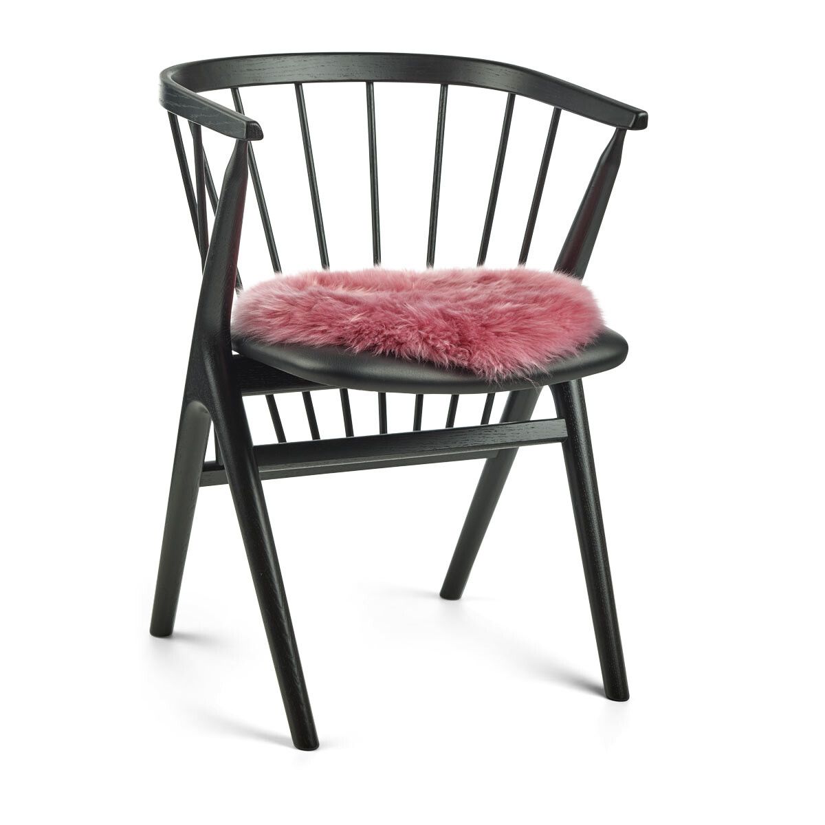 Lammfell Stuhlkissen Premium | Langhaar | Neuseeland | D38 cm Malaga Pink