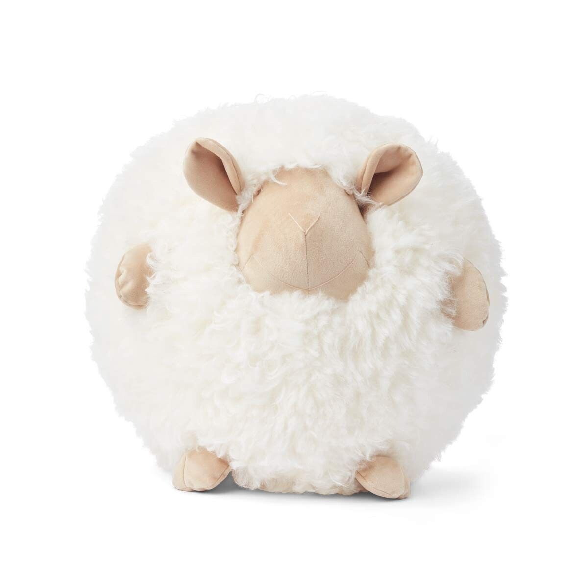 Cute Sheep | Kurzhaar | Neuseeland | Rundes Fellkissen Beige/Weiß