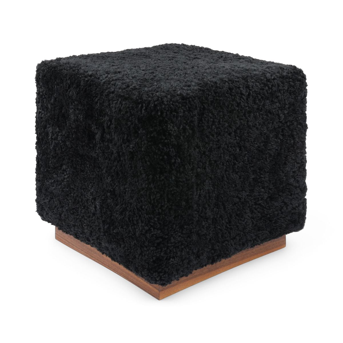 Lammfellhocker Benjamin | Kurzhaar | 46x46x47 cm Schwarz