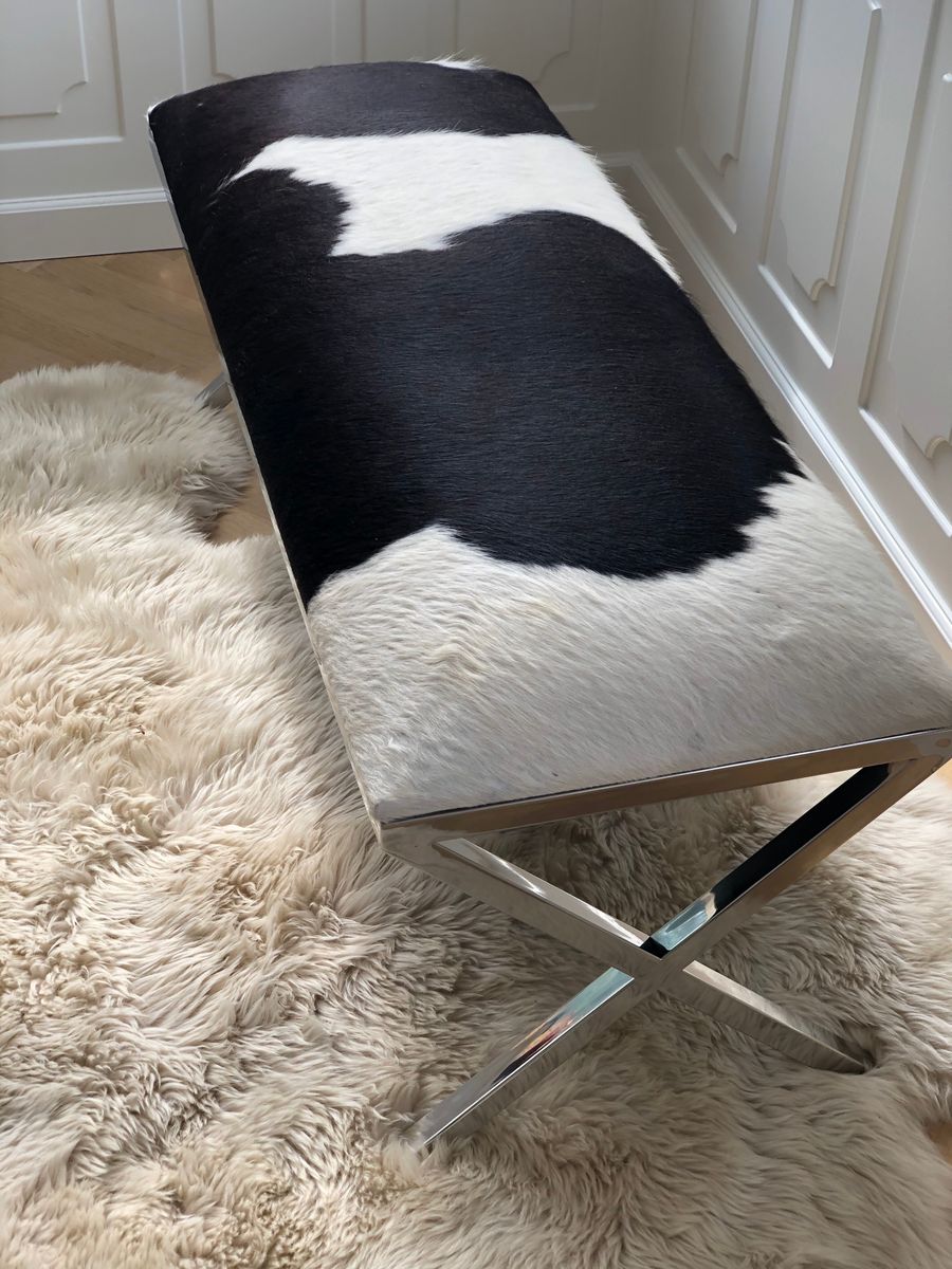 Kuhfell Bank Premium | Brasilien | 110x42x45 cm Salz/Pfeffer/Schwarz/Weiß