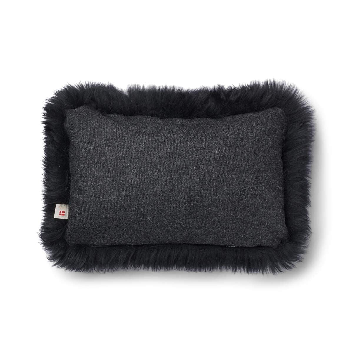 Lammfellkissen | Langhaar | Neuseeland | 100% Wolle | 52x52 cm | 34x52 cm Kohle/Schwarz