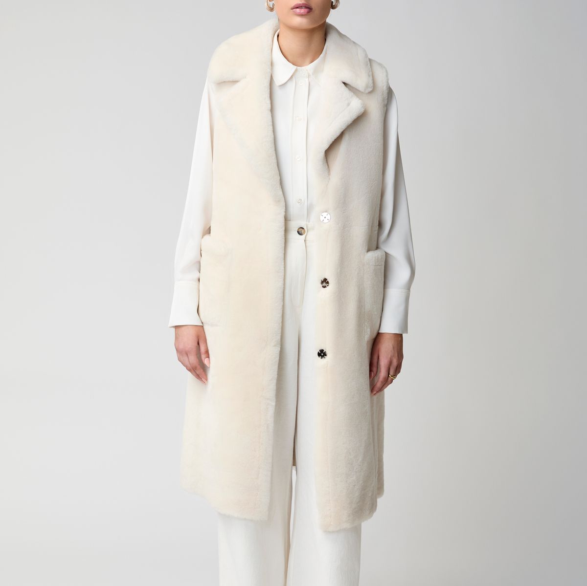Raelynn Weste | Shearling Lammfell Schwarz