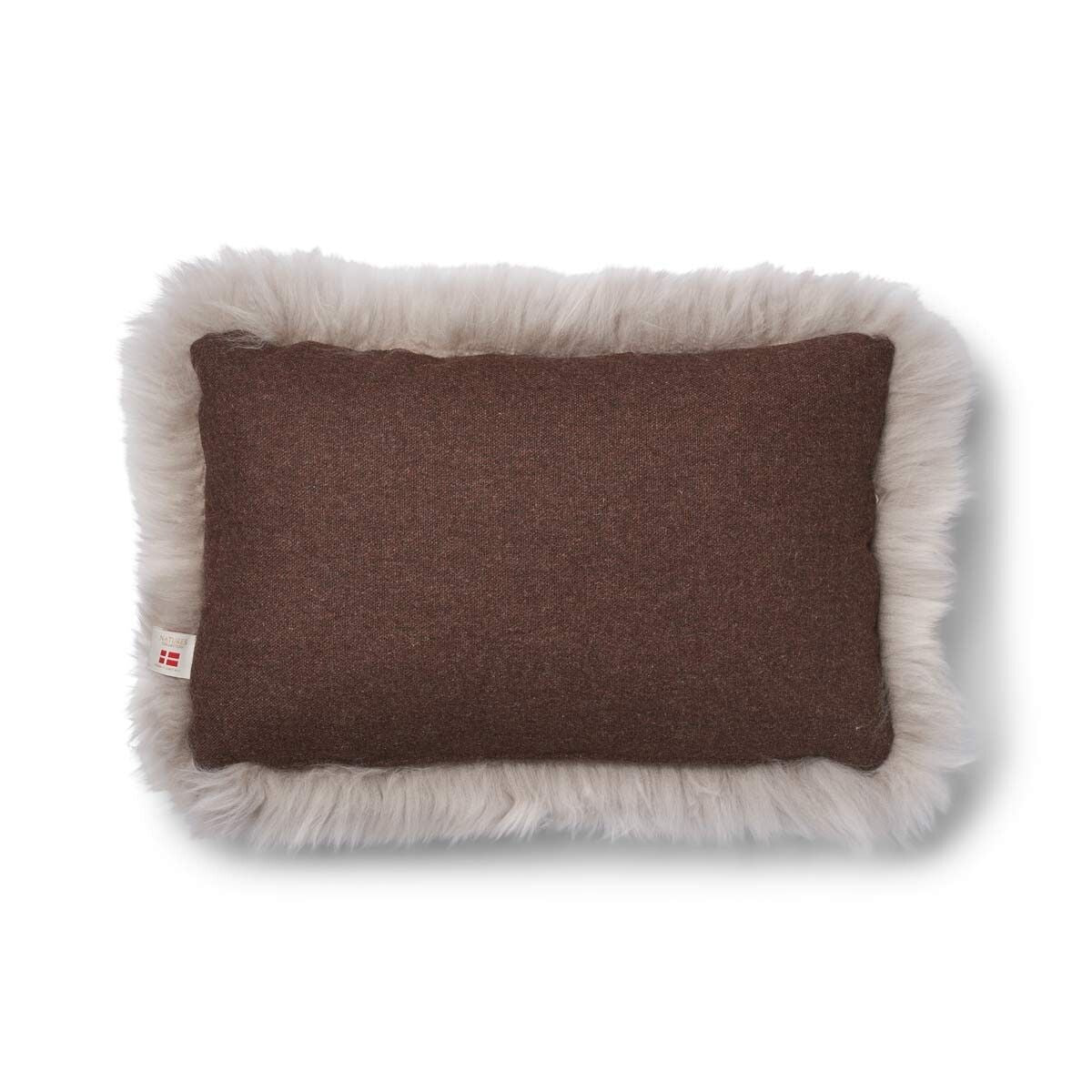Lammfellkissen | Langhaar | Neuseeland | 100% Wolle | 52x52 cm | 34x52 cm Braun/Dove