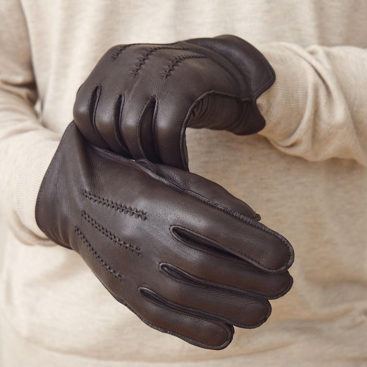 Leonardo | Lederhandschuhe für Herren | Hirschleder Schwarz
