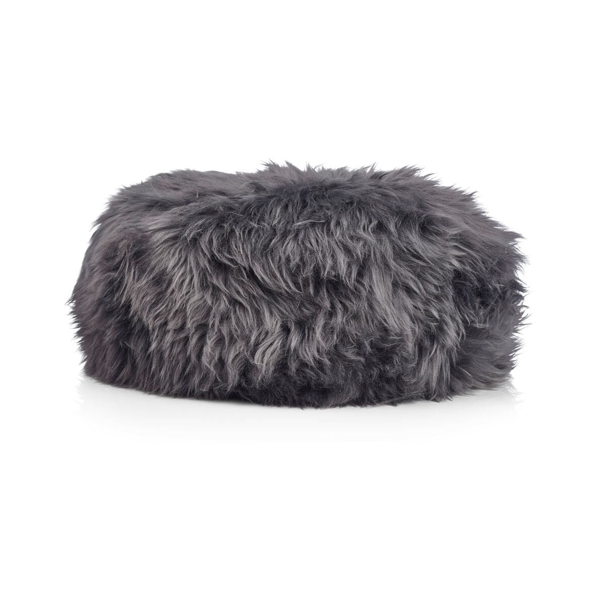 Lammfell Hockerbezug | Langhaar | Neuseeland | 35x17 cm Stahl