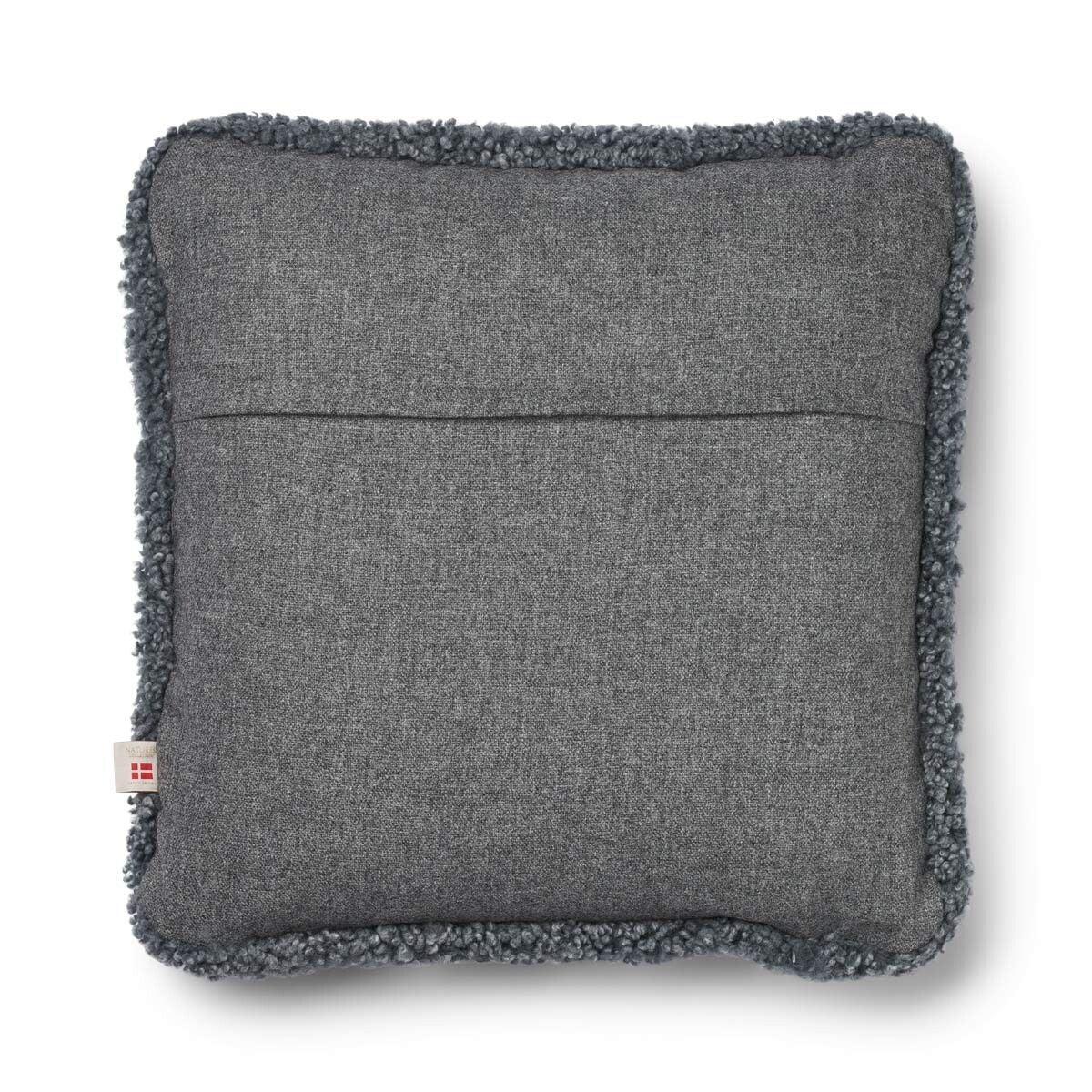 Wollkissen | 100% Wolle | Fellborte | 52x52 cm Stein/Hellgrau