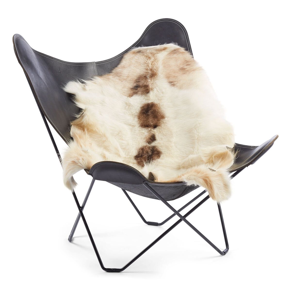 Ziegenfell Premium | Tibet | 90x60 cm Braun/Weiß