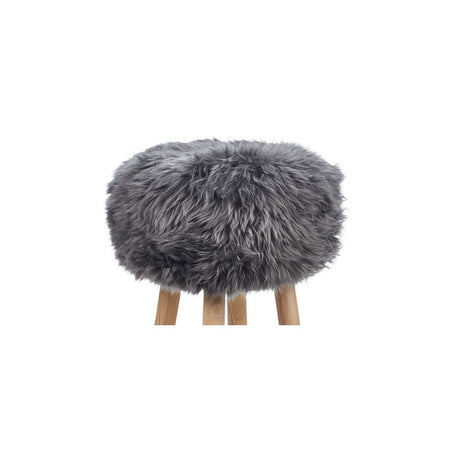 Lammfell Hockerbezug | Langhaar | Neuseeland | 35x17 cm Stahl