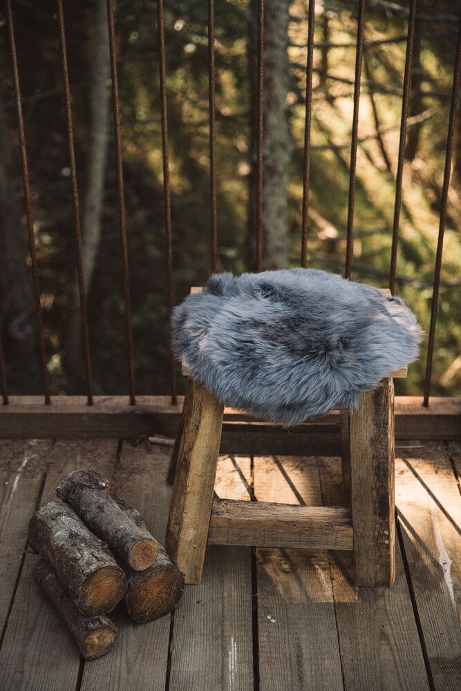Lammfell Sitzkissen | Langhaar | Neuseeland | D34 Dunkelgrau