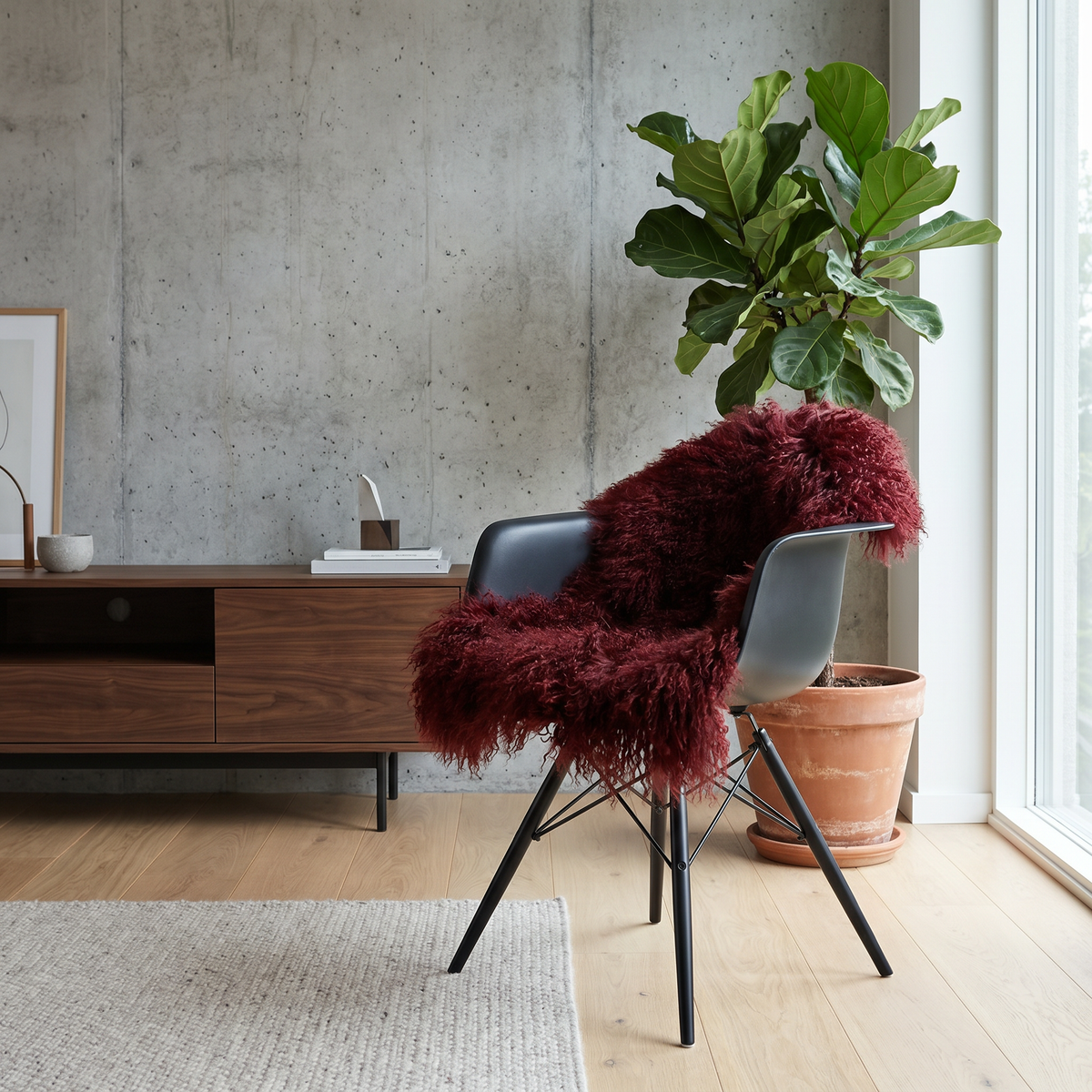 Lammfell Premium | Tibet | 85x50 cm Bordeauxrot