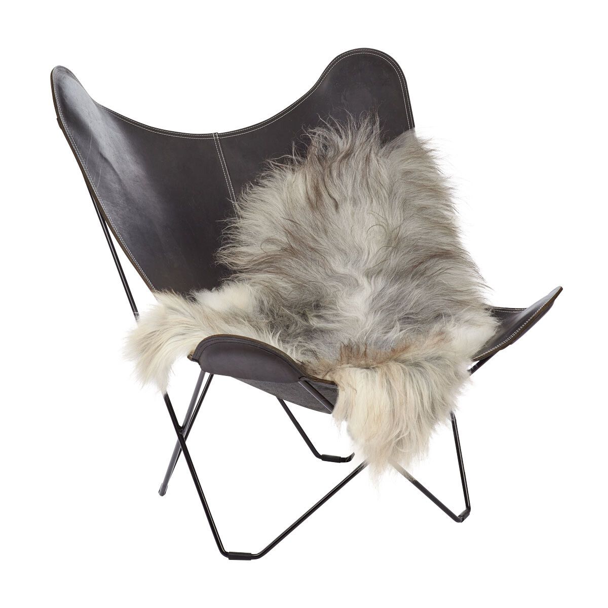 Lammfell Premium | Langhaar | Island | 120+x60 cm Naturgrau