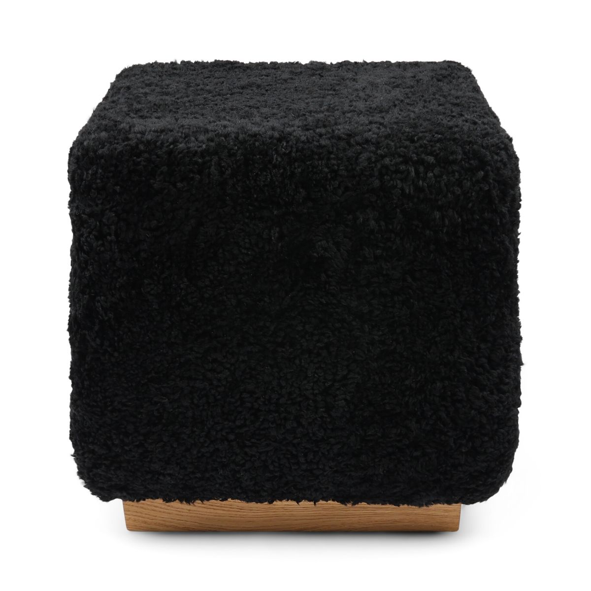 Lammfellhocker Benjamin | Kurzhaar | 46x46x47 cm Schwarz