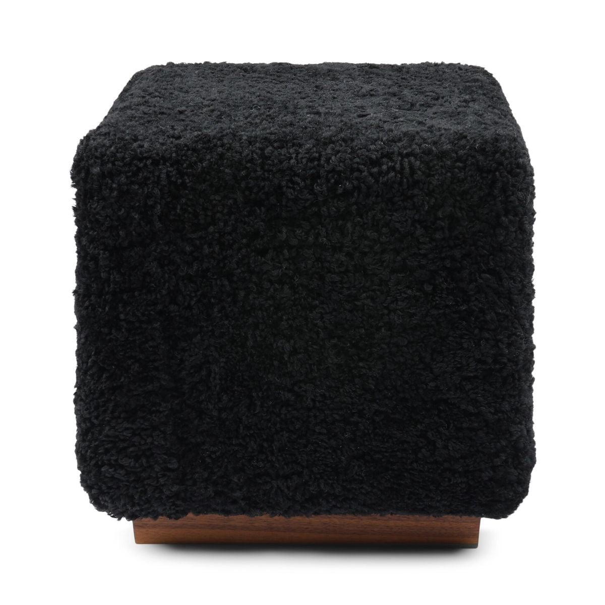 Lammfellhocker Benjamin | Kurzhaar | 46x46x47 cm Schwarz