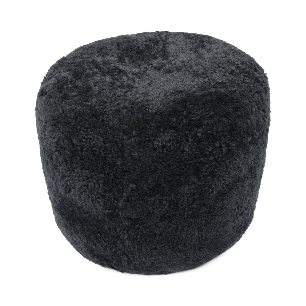 Lammfellpouf Premium | Kurzhaar | Neuseeland | D41x31 cm Schwarz