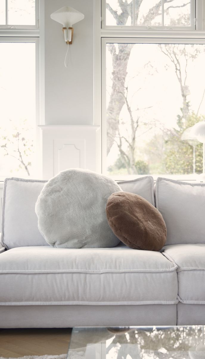 Velourkissen | Neuseeland | D45 cm | D62 cm Grau Sand