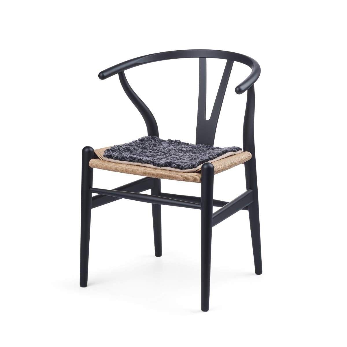 Sitzkissen Lammfell | Kurzhaar | Zero Waste | 35x35 cm Anthrazit