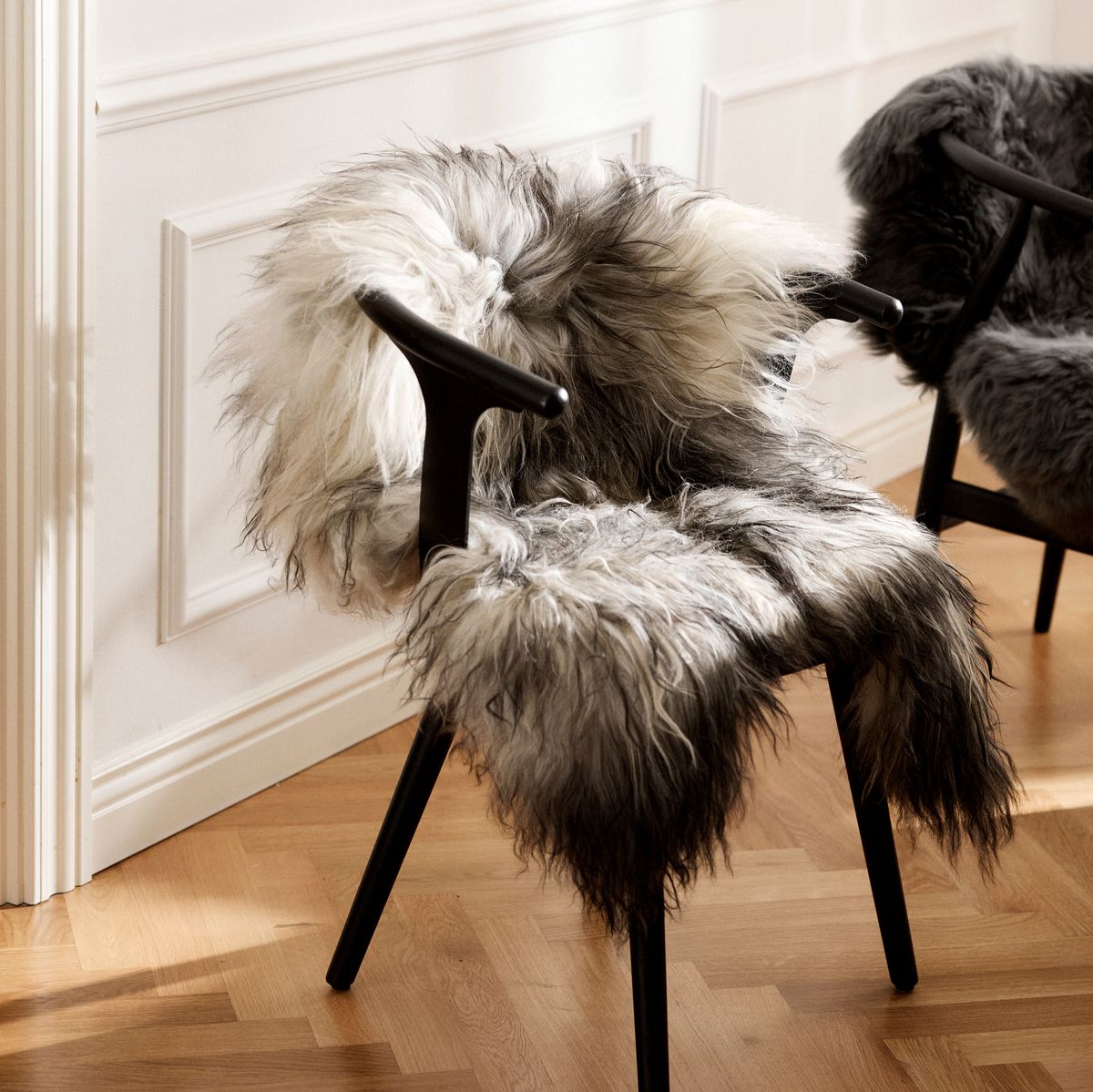 Lammfell Premium | Langhaar | Island | 120+x60 cm Naturgrau